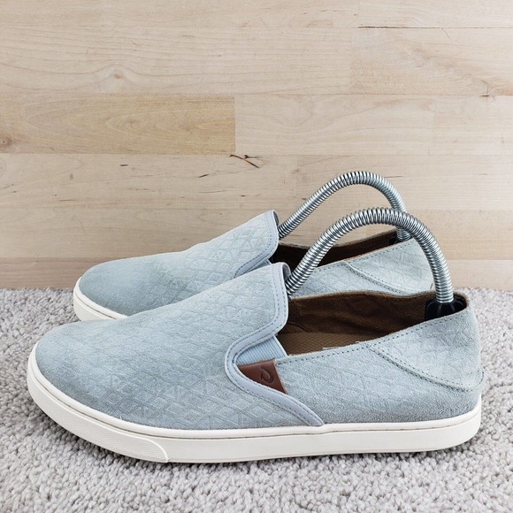 OluKai Shoes - OluKai Pehuea Women's Size 9 Gray Slip On Leather Sneakers Shoes 20329-7PPG